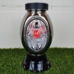ZNICZ solarny srebrny czerwone światło h 25 cm całodobowy fotowoltaiczny