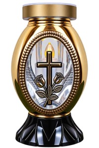 ZNICZ solarny złoty galwanizowany h 25 cm całodobowy znicz fotowoltaiczny