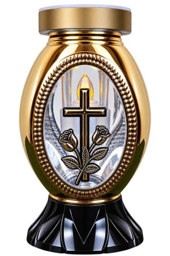 ZNICZ solarny złoty galwanizowany h 25 cm całodobowy znicz fotowoltaiczny