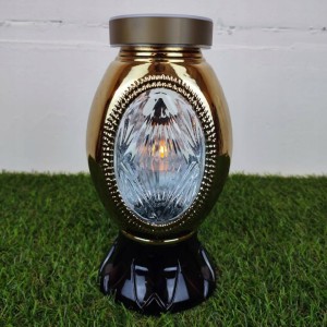 ZNICZ solarny złoty galwanizowany h 25 cm całodobowy znicz fotowoltaiczny