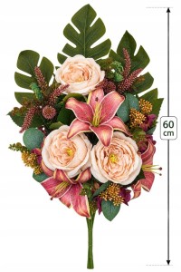 WIĄZANKA na grób cmentarz bukiet 60cm peonia lilia sztuczna bukiet jesienny