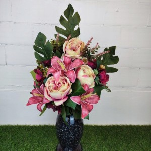 WIĄZANKA na grób cmentarz bukiet 60cm peonia lilia sztuczna bukiet jesienny