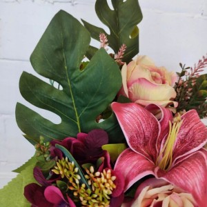 WIĄZANKA na grób cmentarz bukiet 60cm peonia lilia sztuczna bukiet jesienny
