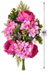 WIĄZANKA na grób cmentarz bukiet 60 cm peonia hortensja tuja sztuczna