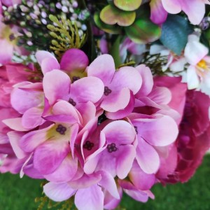 WIĄZANKA na grób cmentarz bukiet 60 cm peonia hortensja tuja sztuczna