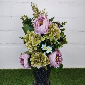 WIĄZANKA na grób cmentarz bukiet 60 cm peonia hortensja tuja sztuczna