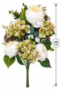 WIĄZANKA na grób cmentarz bukiet 60 cm peonia hortensja tuja sztuczna