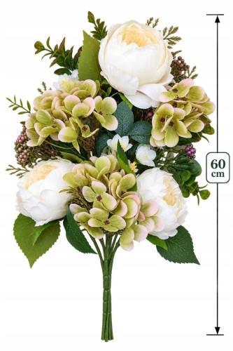 WIĄZANKA na grób cmentarz bukiet 60 cm peonia hortensja tuja sztuczna