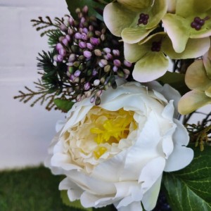 WIĄZANKA na grób cmentarz bukiet 60 cm peonia hortensja tuja sztuczna