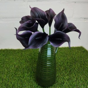 KALLA BUKIET WIĄZKA KALIA SZTUCZNA guma czarne kwiaty CALLA 9 kwiatów 35 cm