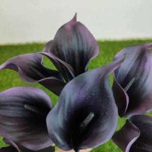 KALLA BUKIET WIĄZKA KALIA SZTUCZNA guma czarne kwiaty CALLA 9 kwiatów 35 cm