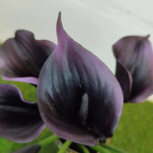 KALLA BUKIET WIĄZKA KALIA SZTUCZNA guma czarne kwiaty CALLA 9 kwiatów 35 cm