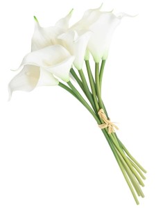 KALLA BUKIET WIĄZKA KALIA SZTUCZNA guma białe kwiaty CALLA 9 kwiatów 35 cm