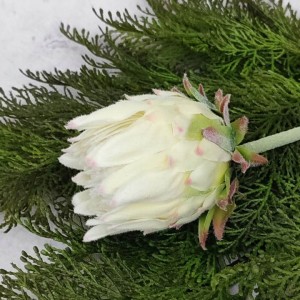 KARCZOCH biały sztuczny PROTEA królewska srebrnik kwiat Prometeusza 64 cm