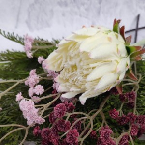 KARCZOCH biały sztuczny PROTEA królewska srebrnik kwiat Prometeusza 64 cm