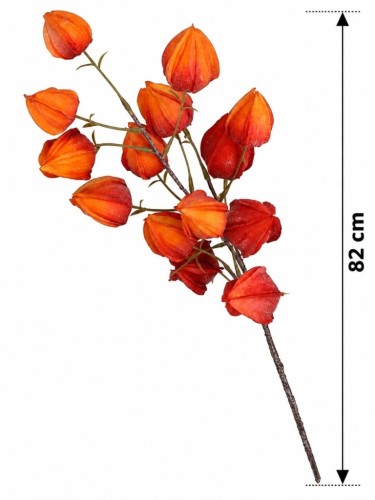 Sztuczna miechunka pomarańczowa gałązka z lampionami 82 cm