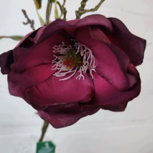 Sztuczna magnolia bordowa – gałązka dekoracyjna 90 cm