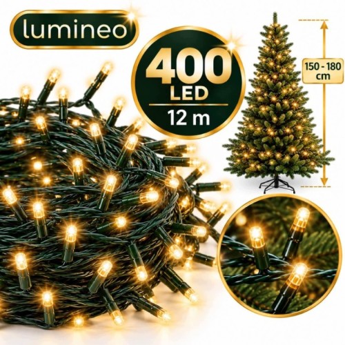Lampki choinkowe Lumineo 400 LED 12 m SOFT GOLD TIMER na zewnątrz FLASH