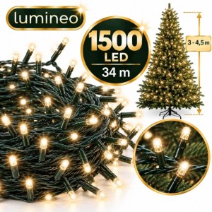 Lampki choinkowe Lumineo 1500 LED 34 m białe ciepłe TIMER ściemniacz zewn.