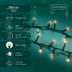 Lampki choinkowe Lumineo 500 LED 11 m białe ciepłe TIMER ściemniacz zewn.