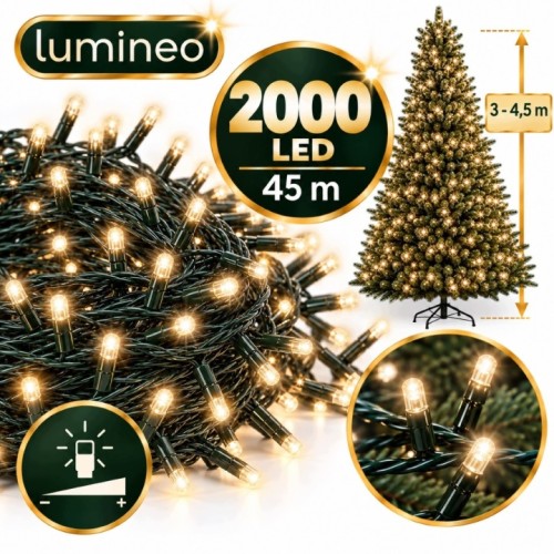 Lampki choinkowe Lumineo 2000 LED 45 m soft gold TIMER ściemniacz zewn.