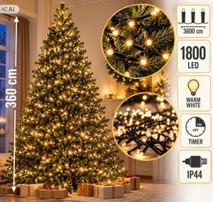 LAMPKI choinkowe ciepłe 36 m IP44  8 funkcji TIMER