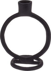ŚWIECZNIK czarny metalowy pojedynczy 15 cm 