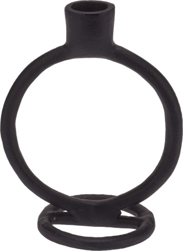 ŚWIECZNIK czarny metalowy pojedynczy 15 cm 
