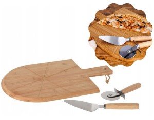 DESKA z nożami do pizzy komplet 3 szt.