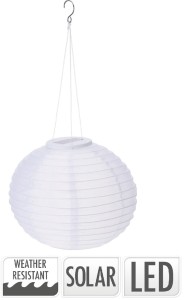 LAMPION biała kula 28 cm SOLARNA LED wisząca