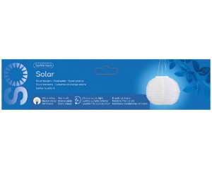 LAMPION biała kula 28 cm SOLARNA LED wisząca