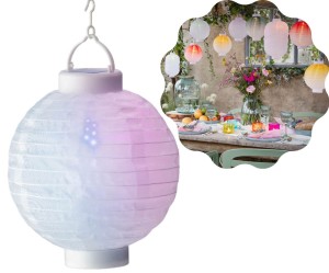LAMPION biała kula 20 cm SOLARNA kolorowa LED wisząca