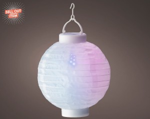 LAMPION biała kula 20 cm SOLARNA kolorowa LED wisząca