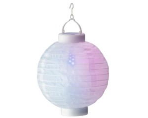 LAMPION biała kula 20 cm SOLARNA kolorowa LED wisząca