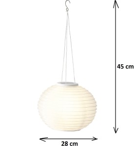 LAMPION biała kula 28 cm SOLARNA LED wisząca