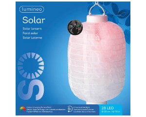 LAMPION biała 40 cm SOLARNA kolorowa LED wisząca