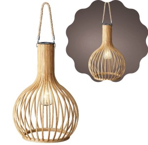 LAMPA bambusowa SOLAR ogród taras balkon wisząca