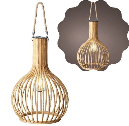 LAMPA bambusowa SOLAR ogród taras balkon wisząca