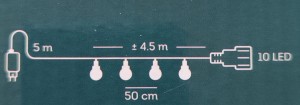 GIRLANDA ogrodowa na balkon taras 10 LED 450/950 cm