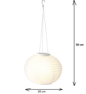 LAMPA SOLARNA LED wisząca biała kula 28 cm