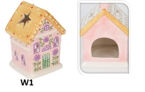 DOM domek ceramiczny różowy lampion 12 cm dom z piernika 