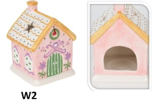 DOM domek ceramiczny różowy lampion 12 cm dom z piernika 
