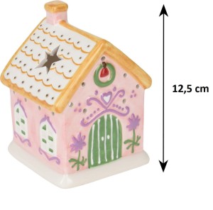 DOM domek ceramiczny różowy lampion 12 cm dom z piernika 