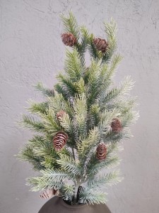 ŚWIERK JODŁA SOSNA gałązka z szyszkami 62 cm ośnieżona