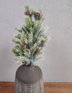 ŚWIERK JODŁA SOSNA gałązka z szyszkami 62 cm ośnieżona